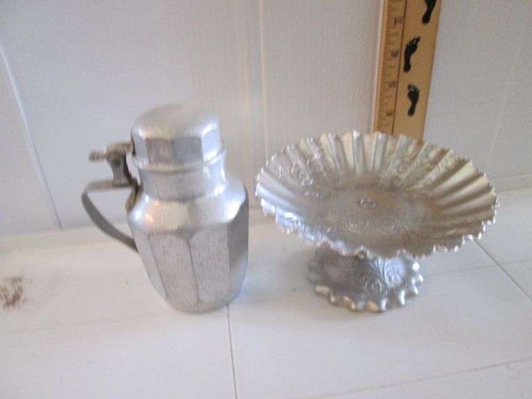 Vintage Aluminum Footed Dished & Creamer