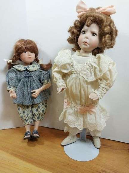 2 Collector Porcelain Dolls: Dianna Effner's The Little Girl with a Curl.  Julie Kruger's Heather #1