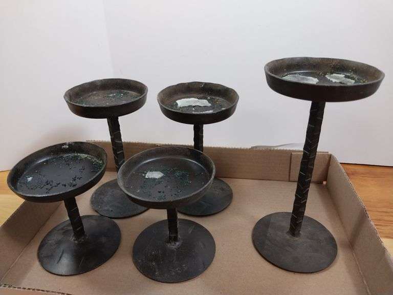 5 Rot Iron Candle Holders