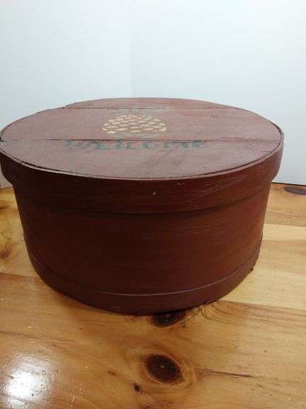Painted Wooden Hatbox Large