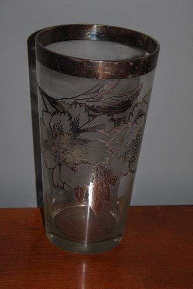 MCM Glass & Silver Vase