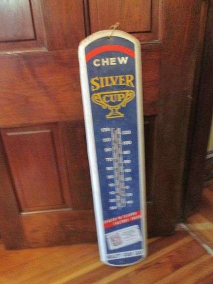 Chew Silver Quality Cigar Leaf Metal Thermometer 38"