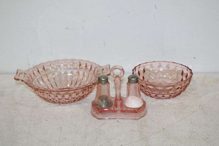 Rose Glass Bowls & Shaker Set