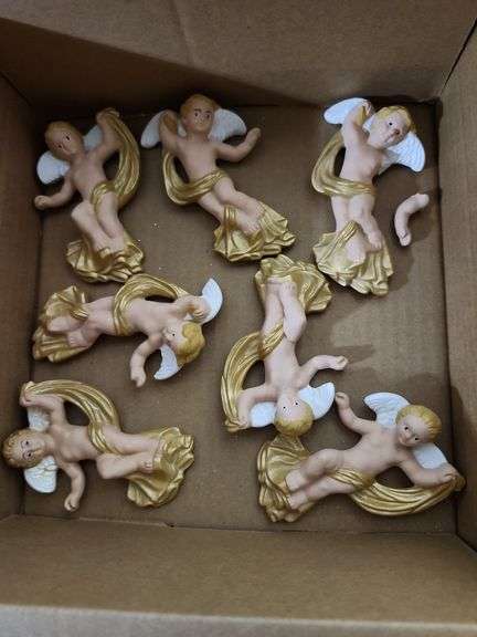Hand Painted Ceramic Cherubs, One Broken Arm