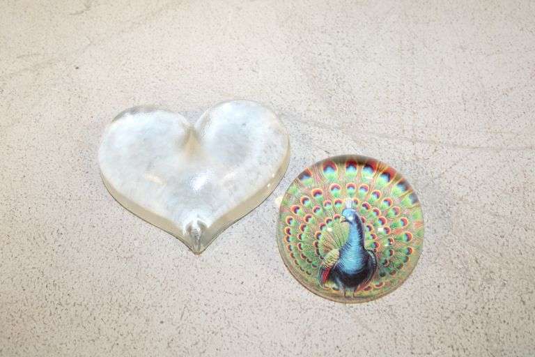 Peacock & Heart Paperweights