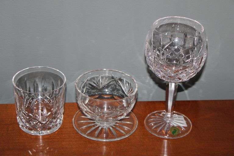 Waterford Crystal Goblet, Rocks Glass & Dessert Dish