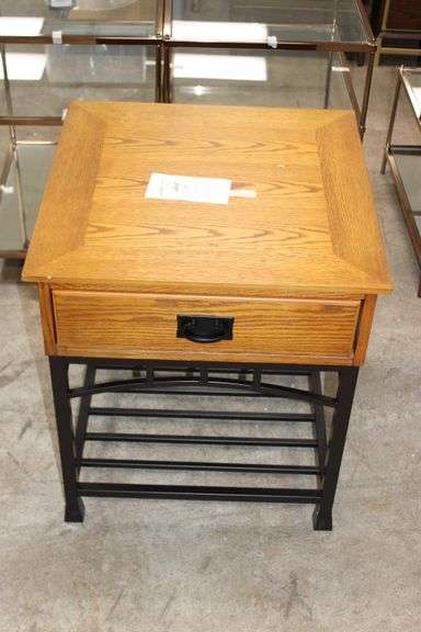 Oak & Iron End Table
