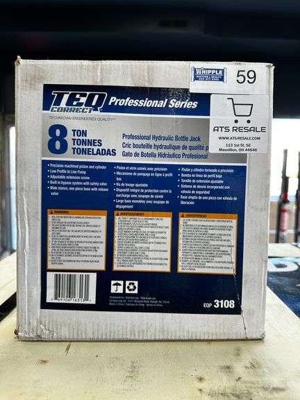 TEQ Professional Series 8 Ton Hydraulic Bottle Jack (EQP3108) NEW IN BOX