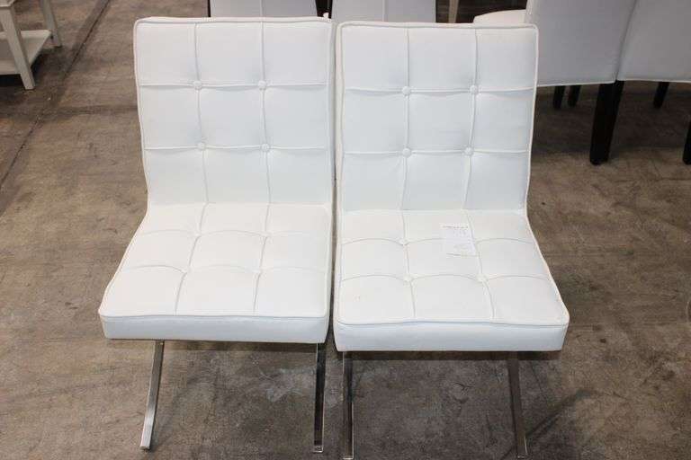 White Leather/Chrome Chairs