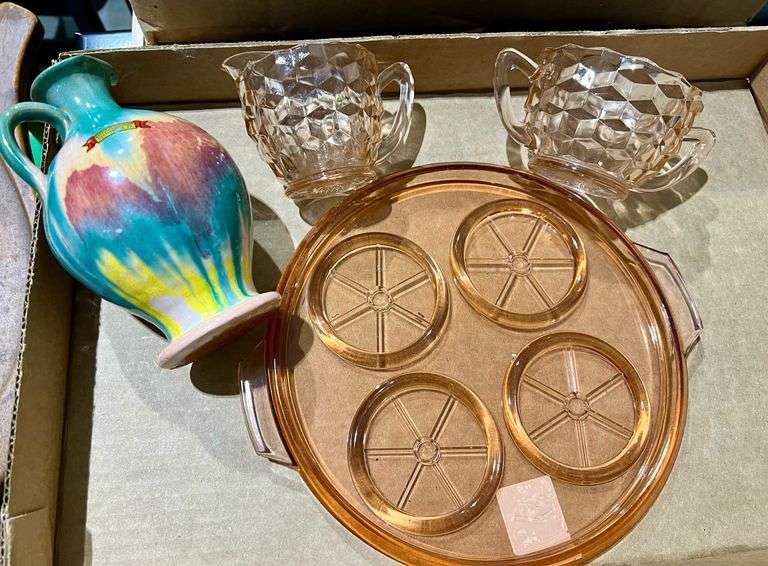 Pink Depression & Pottery Lot