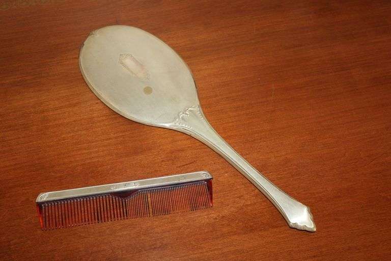 Sterling Silver Hand Mirror & Comb Set