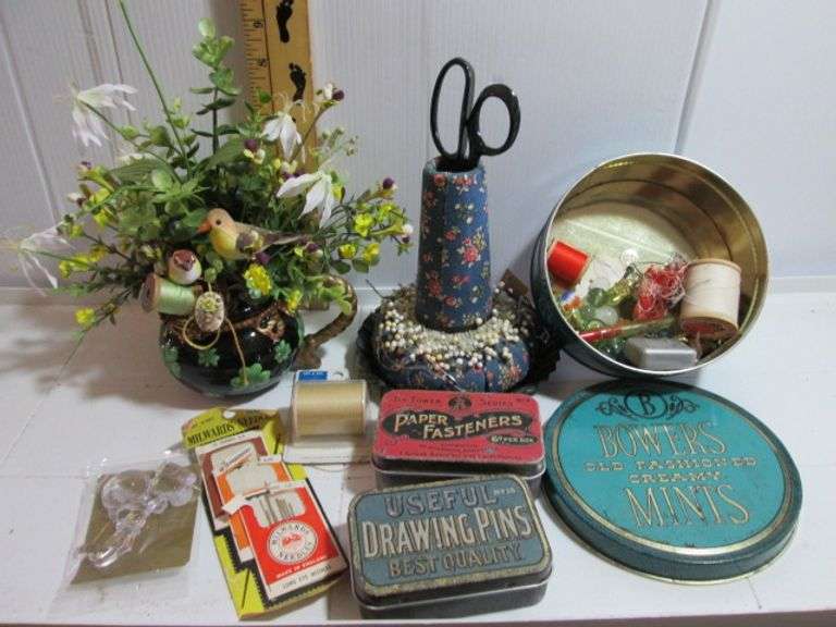 Sewing Decor, Tins, Push Pin Holder Etc.