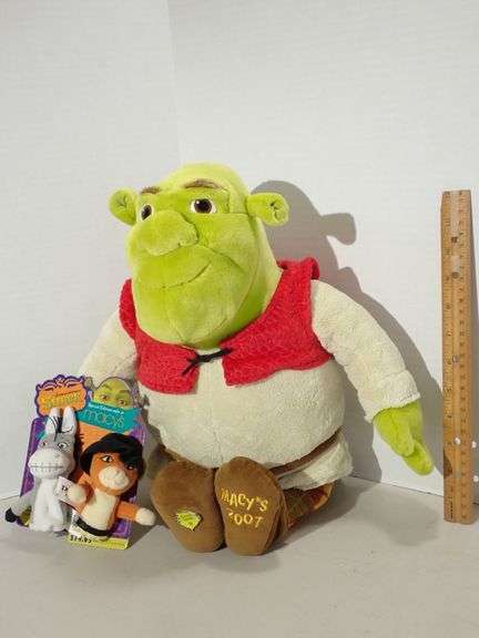 2007 Macy's Limited Edition 18" Plush Shrek Donkey Puss in Boots Puppets Large - New with packaging.