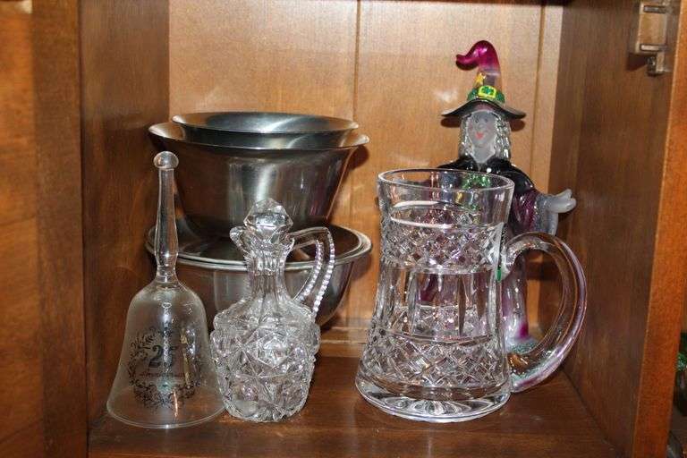 Crystal, Pewter & Witch Figure