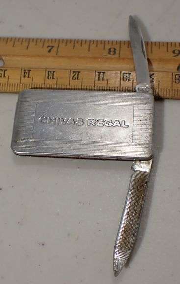 Vintage Chivas Regal Scotch Whiskey Advertising Pocket Knife Money Clip