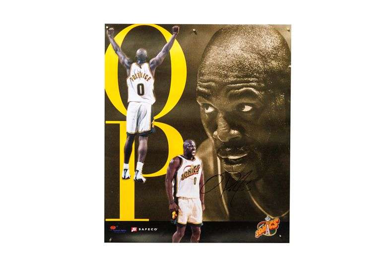 NBA Olden Polynice Autographed Poster- Seattle SuperSonics