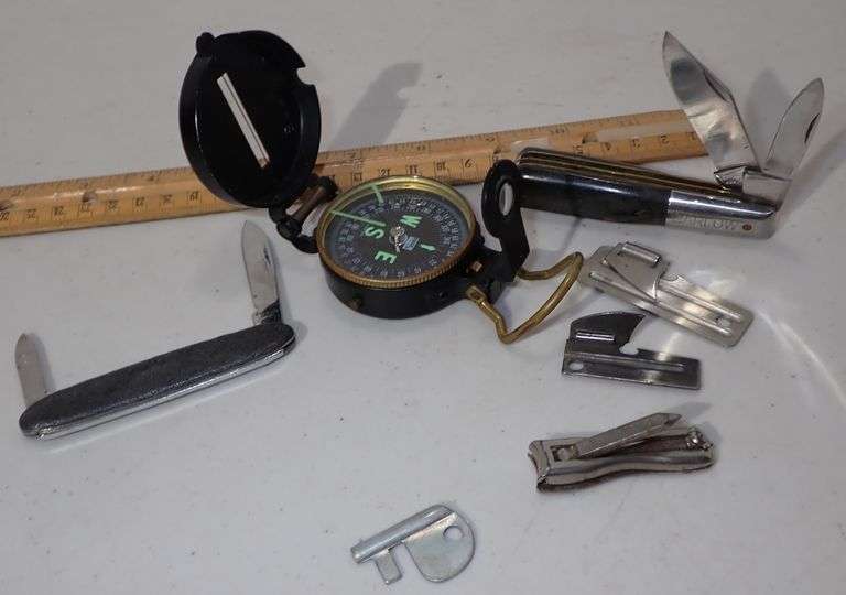 Compass - TWO Knives - Can Openers - Key - Clippers