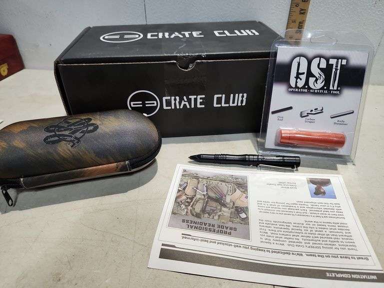 New Sofrep's Crate Club Panthera Hard Case (For Glasses), Flint Rod/Carbon Scraper/Knife Sharpener, 