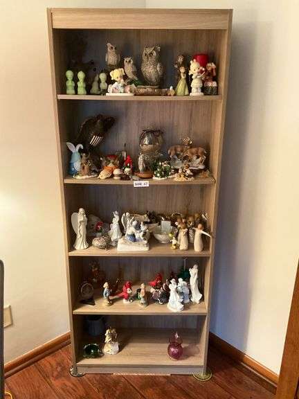 Shelf w/ Contents, Precious Moments, & Others - Good Condition.