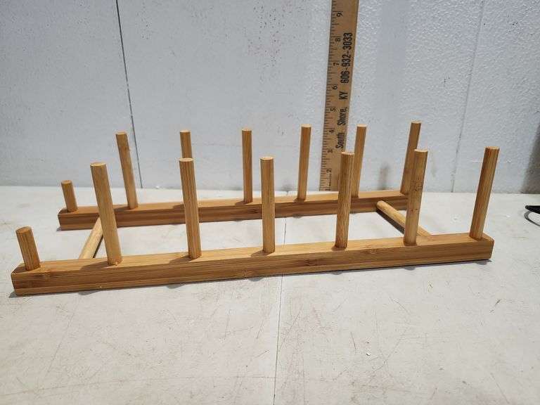 New In Package Bamboo Wooden Dish Rack/Wall Hook