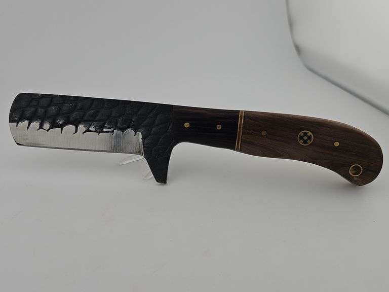 Carbon Steel CowBoy / Bull Cutter Knife w/ Leather Sheath