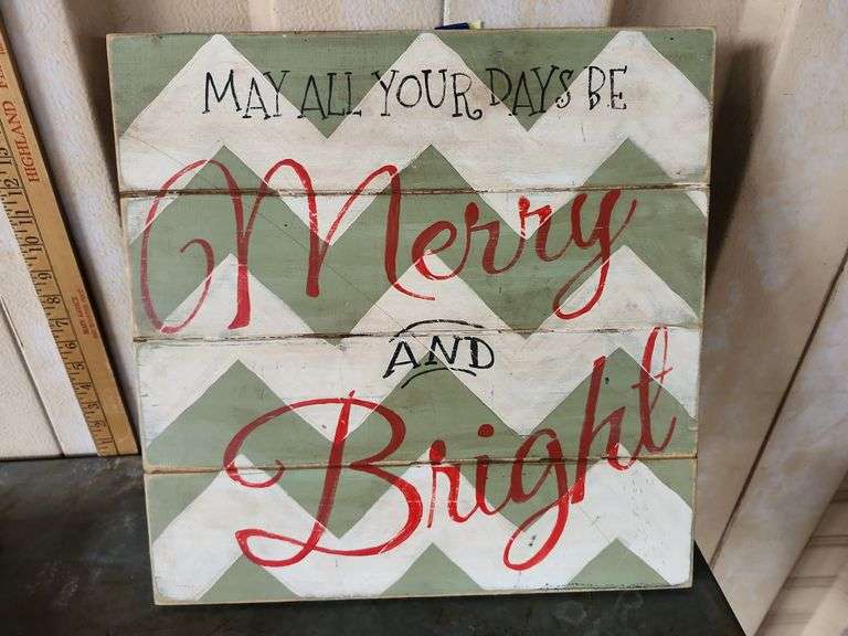 May All Your Days Be Merry and Bright Wood Panel Wall Sign 18'' x 18''