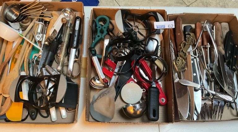 3 Boxes Kitchen Utensils - Good Condition.
