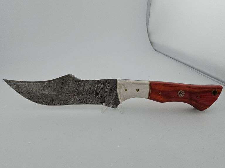 Damascus "Toothpick" Knife w/ Leather Sheath