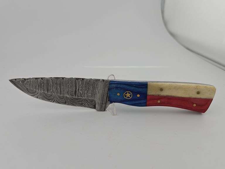 Patriot Damascus Knife w/ Leather Sheath