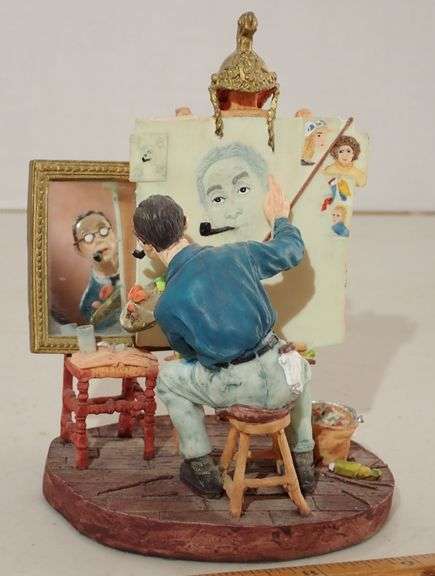 Norman Rockwell Sculpture "Triple Self Portrait - 1999