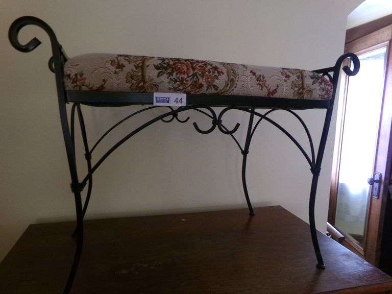 BenchRod Iron Bench With Cushions 21"H x 30"W