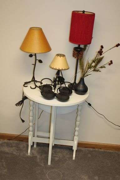 Tetsubin Tea Pots, Lamps & Side Table