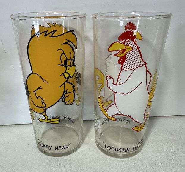 Pepsi Cartoon Glass Tumblers Foghorn Leghorn & Henry Hawk
