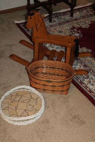 Rocking Horse, Longaberger Basket & Tray