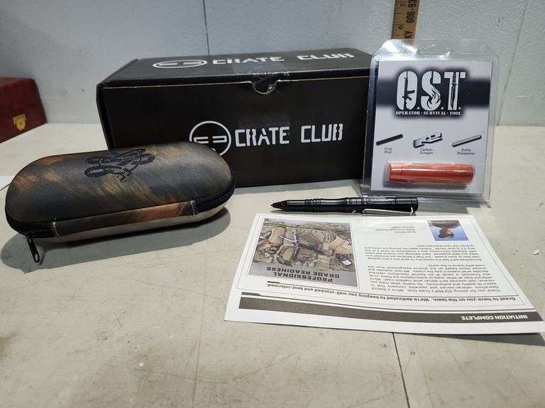 New Sofrep's Crate Club Panthera Hardcase (For Glasses), Flint Rod/Carbon Scraper/Knife Sharpener, T