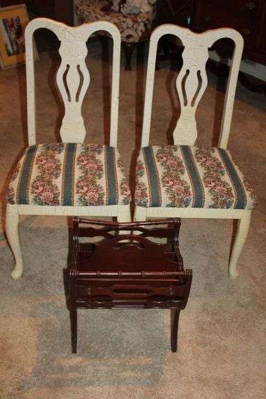 Cream Chairs & Magazine Caddy