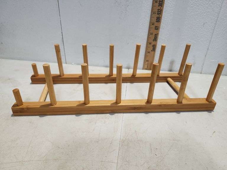 New In Package Bamboo Wooden Dish Rack/Wall Hook