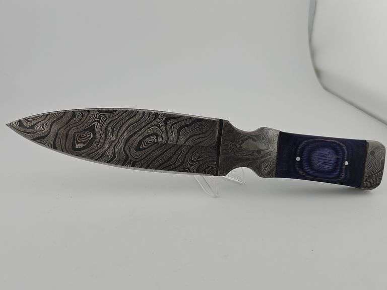 Damascus Thick Handle Dagger w/ Leather Sheath