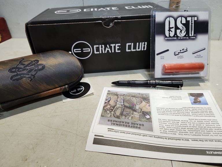 New Sofrep's Crate Club Panthera Hard Case (For Glasses), Flint Rod/Carbon Scraper/Knife Sharpener, 