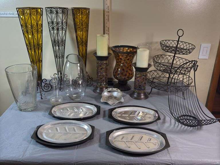Metal & Glass Decor Lot