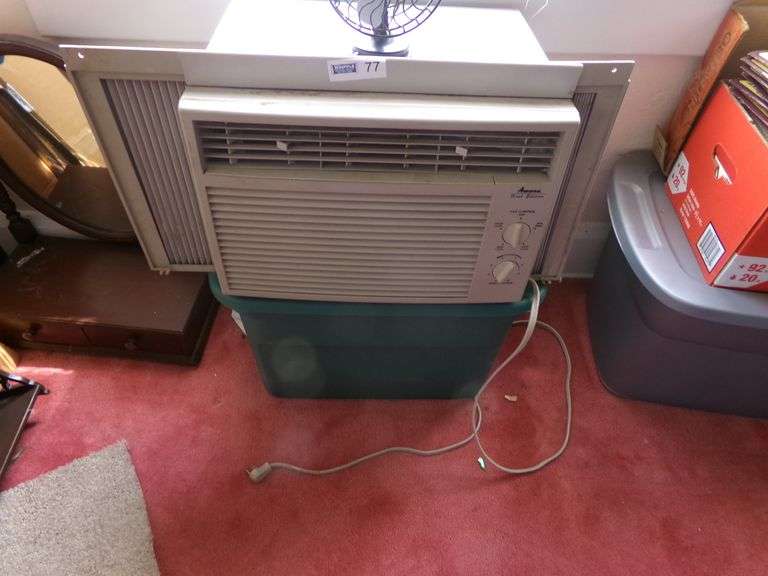 Amana Window Air Conditioner Unit (Untested), Battery Fan, Plastic Tote