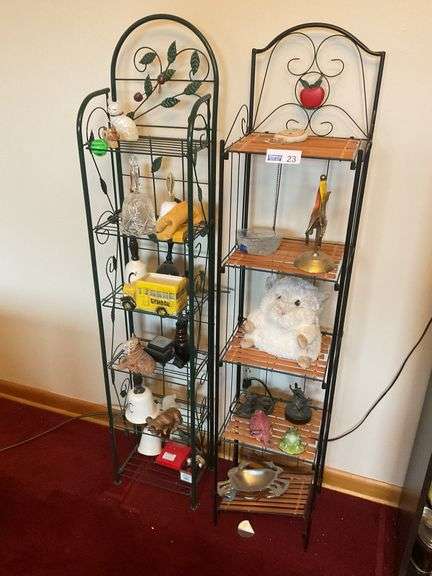 2 Wire Shelves w/ Contents - Good Condition.