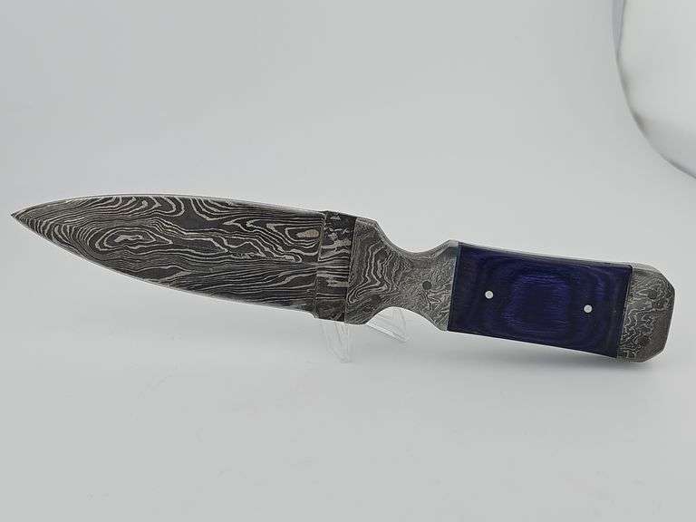 Damascus Thick Handle Dagger w/ Leather Sheath