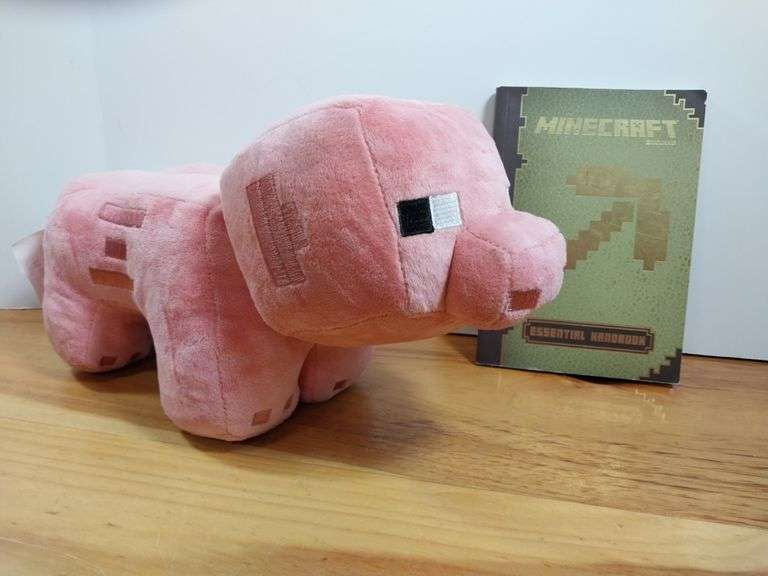 Minecraft Stuffed Pig Bank and Essential Handbook