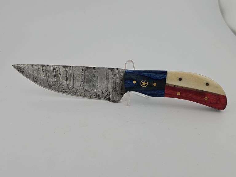 Patriot Damascus Knife w/ Leather Sheath