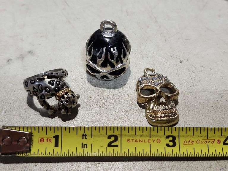 Harley Davidson Pendant, Skull Pendant and Size 7.5 Ring