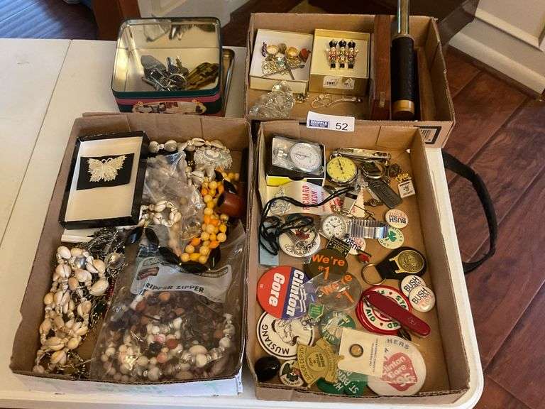 Jewelry, Keys, Stop Watches, Political Pins, Telescope.