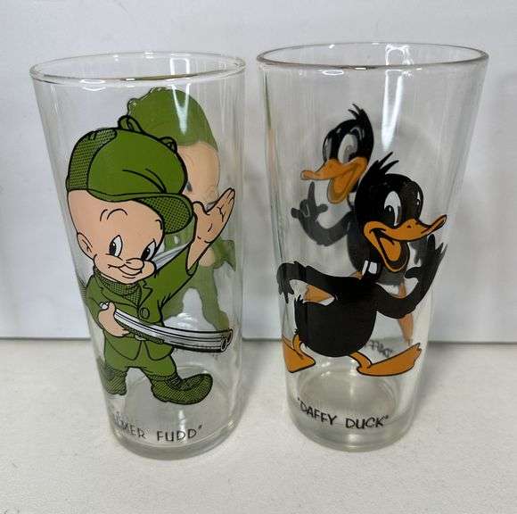 Pepsi Cartoon Glass Tumblers Elmer Fudd & Daffy Duck