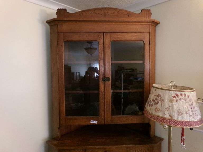 2 Piece Corner Hutch 88"H. Includes Contents