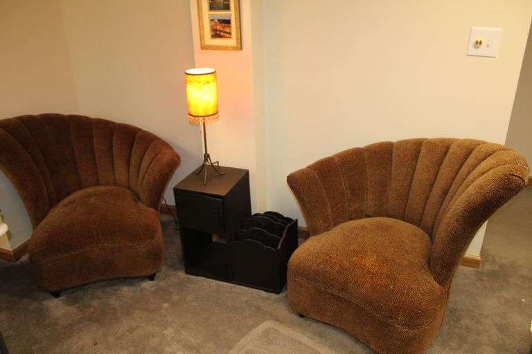 Art Deco Chairs, Table, Lamp & Prints